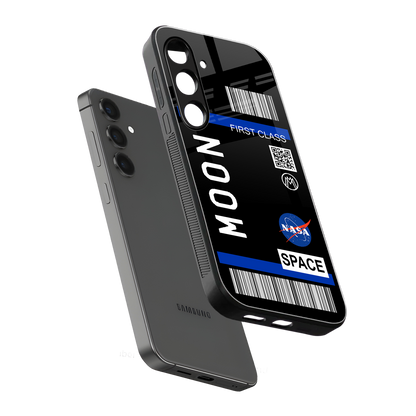 moon boarding pass back phone cover | glass case for samsung galaxy s25 plus