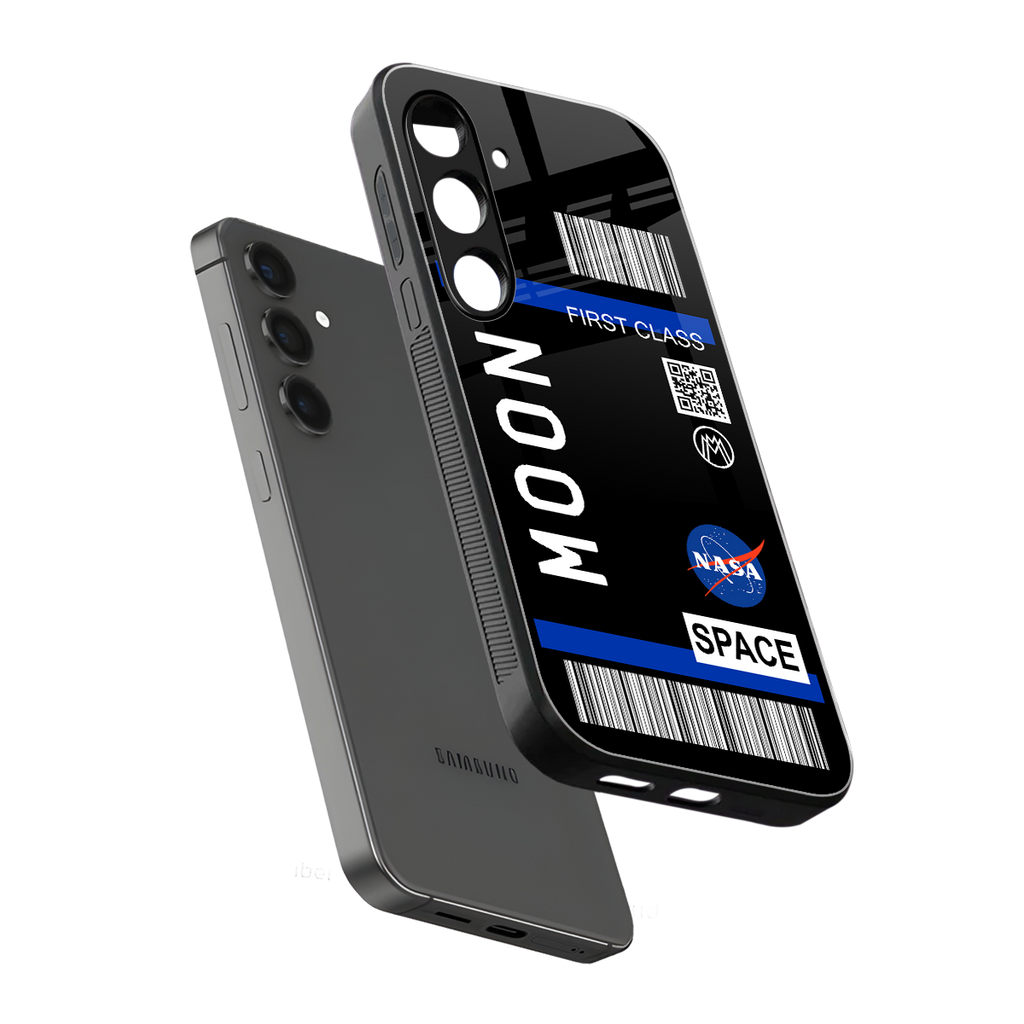 moon boarding pass back phone cover | glass case for samsung galaxy s23 fe