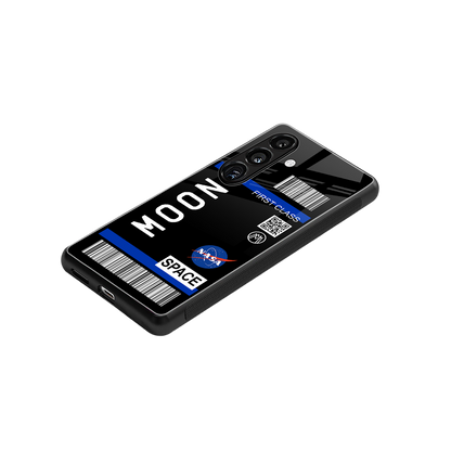 moon boarding pass back phone cover | glass case for samsung galaxy s25 plus