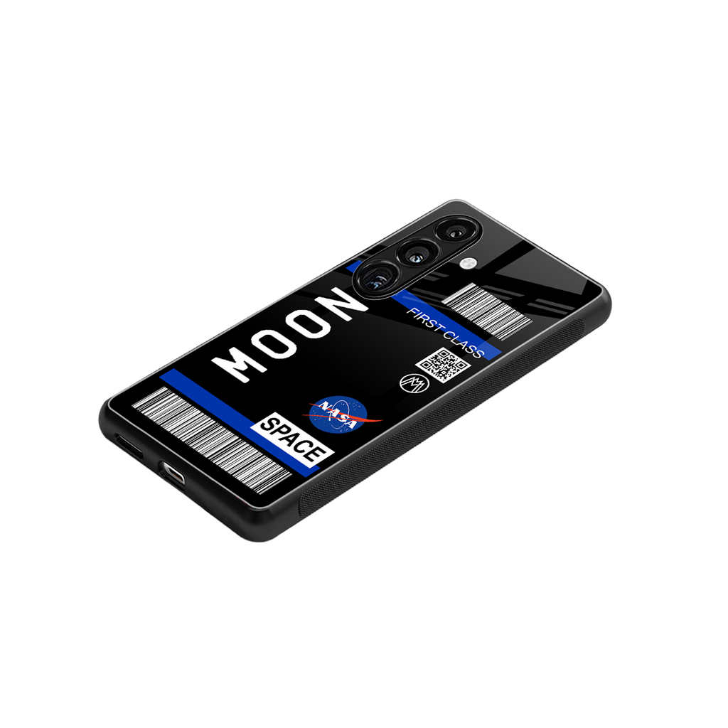 moon boarding pass back phone cover | glass case for samsung galaxy s24 fe