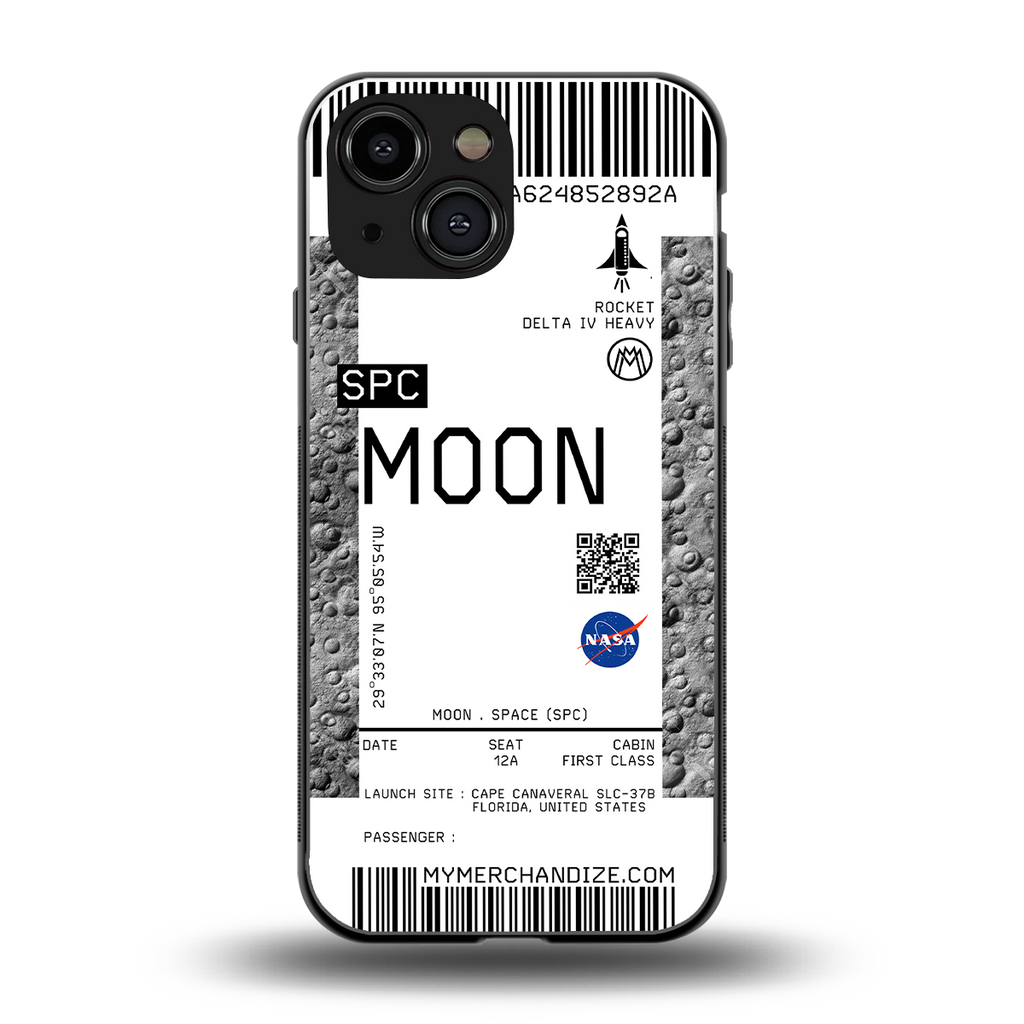 moon boarding pass ticket back phone cover | glass case for iphone 13 mini