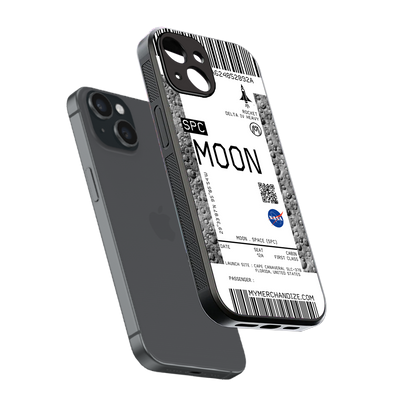 moon boarding pass ticket back phone cover | glass case for iphone 13 mini