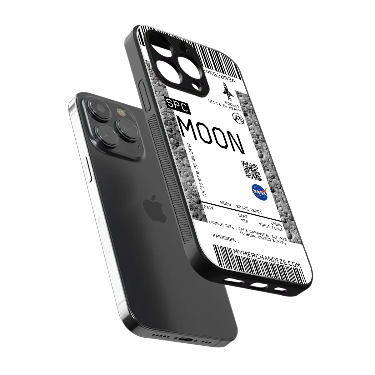 moon boarding pass ticket back phone cover | glass case for iphone 13 pro