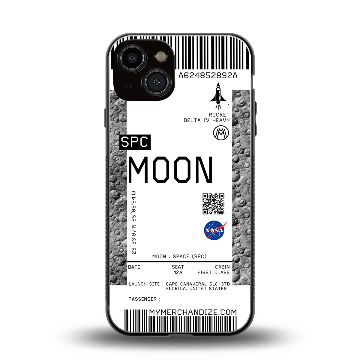 moon boarding pass ticket back phone cover | glass case for iphone 13