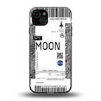 moon boarding pass ticket back phone cover | glass case for iphone 14 plus