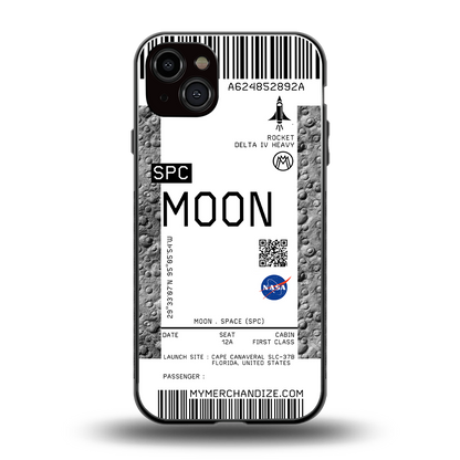 moon boarding pass ticket back phone cover | glass case for iphone 14 plus