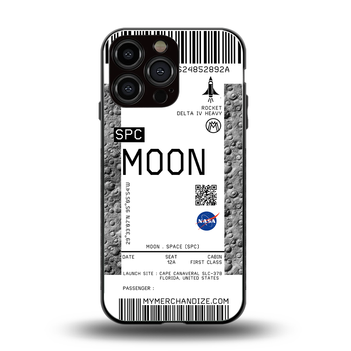 moon boarding pass ticket back phone cover | glass case for iphone 15 pro max