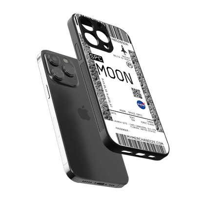 moon boarding pass ticket back phone cover | glass case for iphone 15 pro max