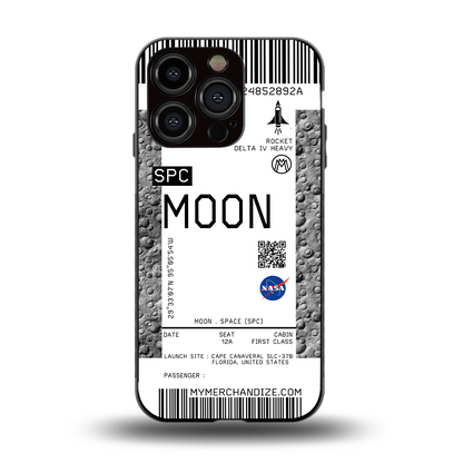 moon boarding pass ticket back phone cover | glass case for iphone 15 pro