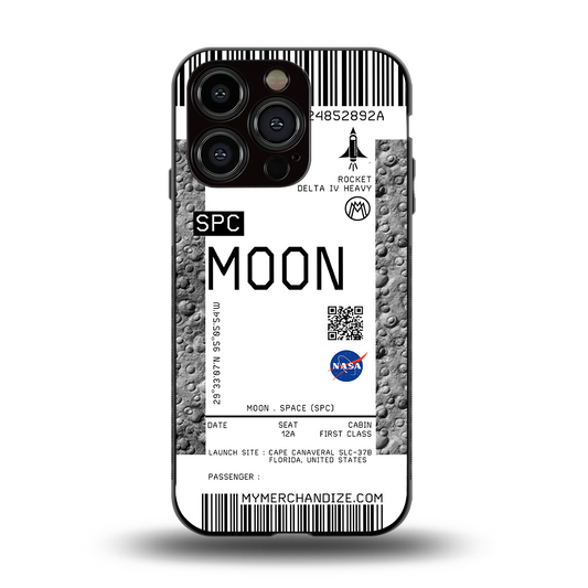 moon boarding pass ticket back phone cover | glass case for iphone 15 pro
