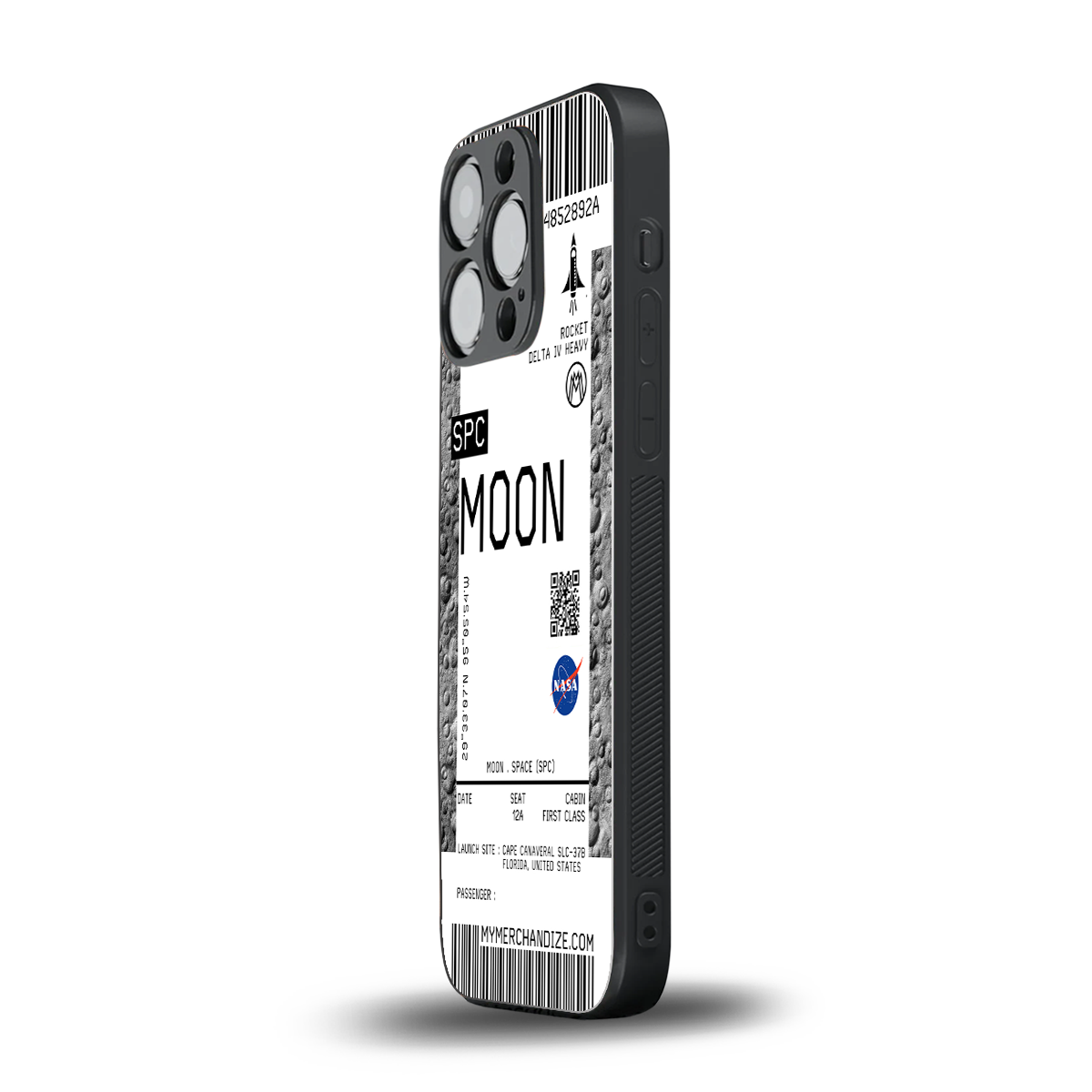 moon boarding pass ticket back phone cover | glass case for iphone 15 pro