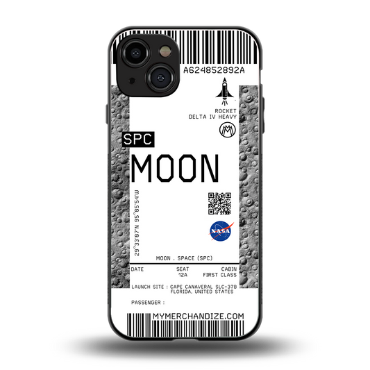 moon boarding pass ticket back phone cover | glass case for iphone 15