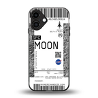 moon boarding pass ticket back phone cover | glass case for iphone 16 plus