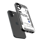 moon boarding pass ticket back phone cover | glass case for iphone 16 plus