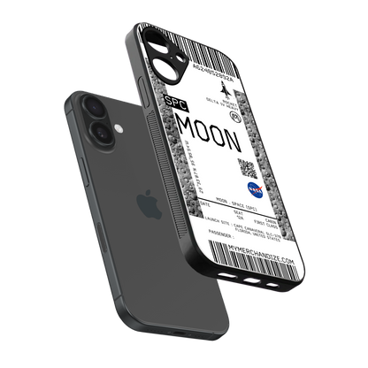 moon boarding pass ticket back phone cover | glass case for iphone 16 plus