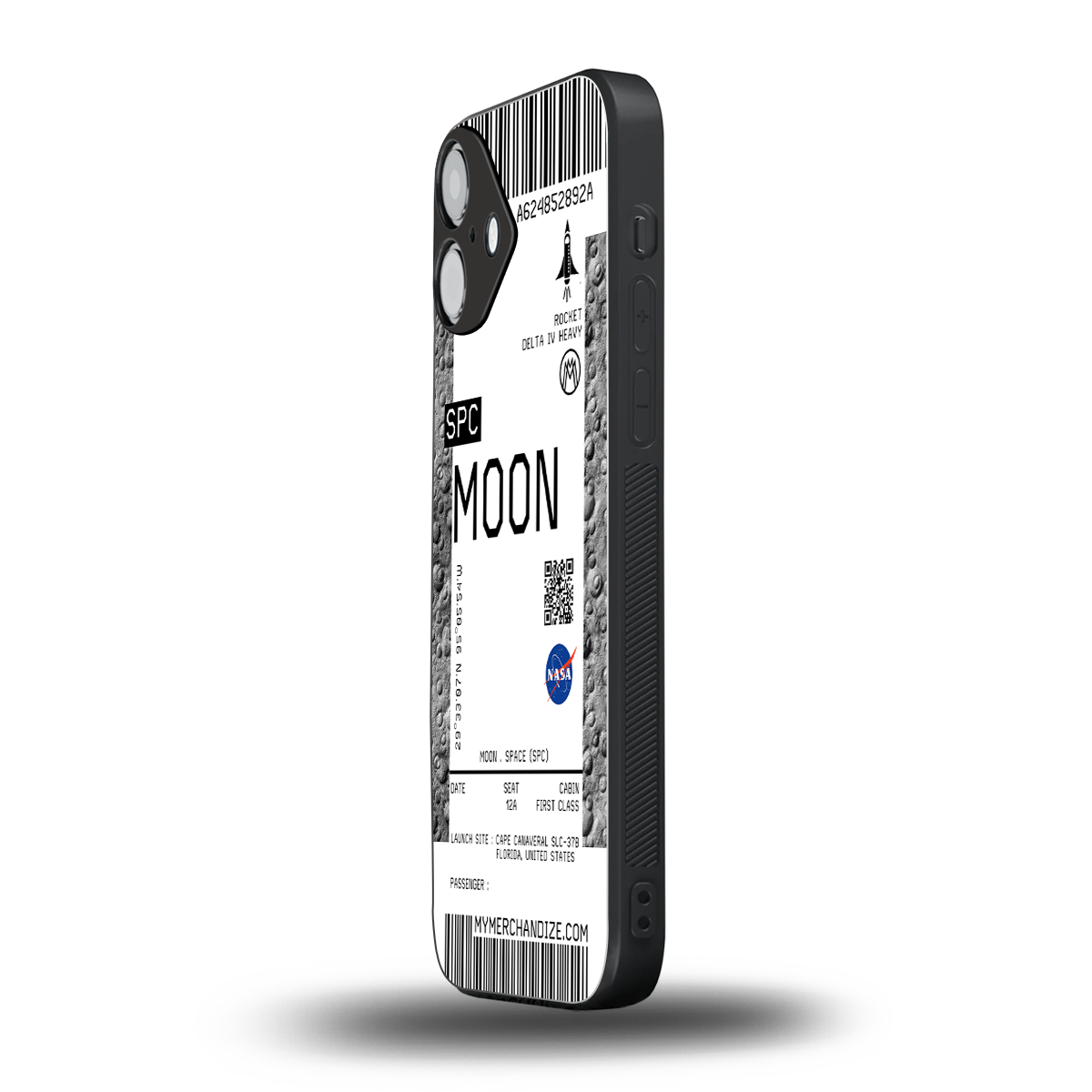 moon boarding pass ticket back phone cover | glass case for iphone 16 plus