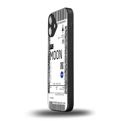 moon boarding pass ticket back phone cover | glass case for iphone 16 plus