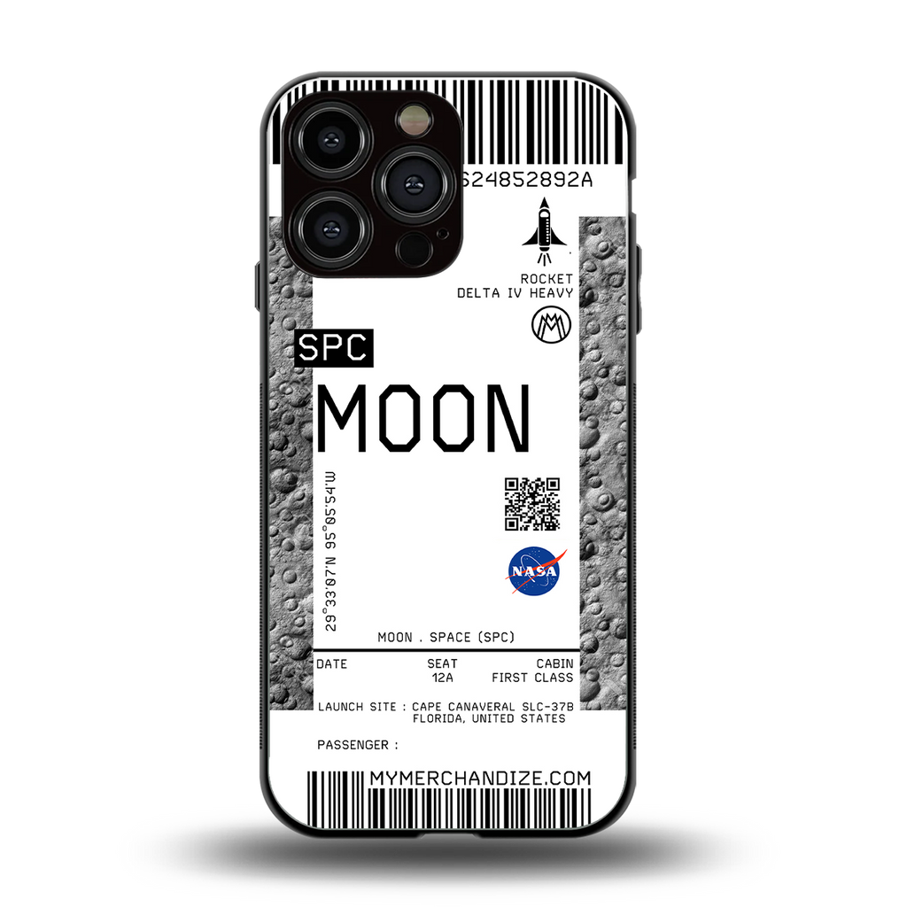 moon boarding pass ticket back phone cover | glass case for iphone 16 pro max