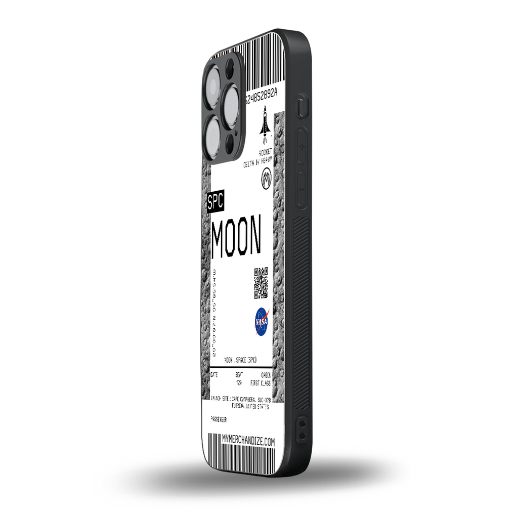 moon boarding pass ticket back phone cover | glass case for iphone 16 pro max