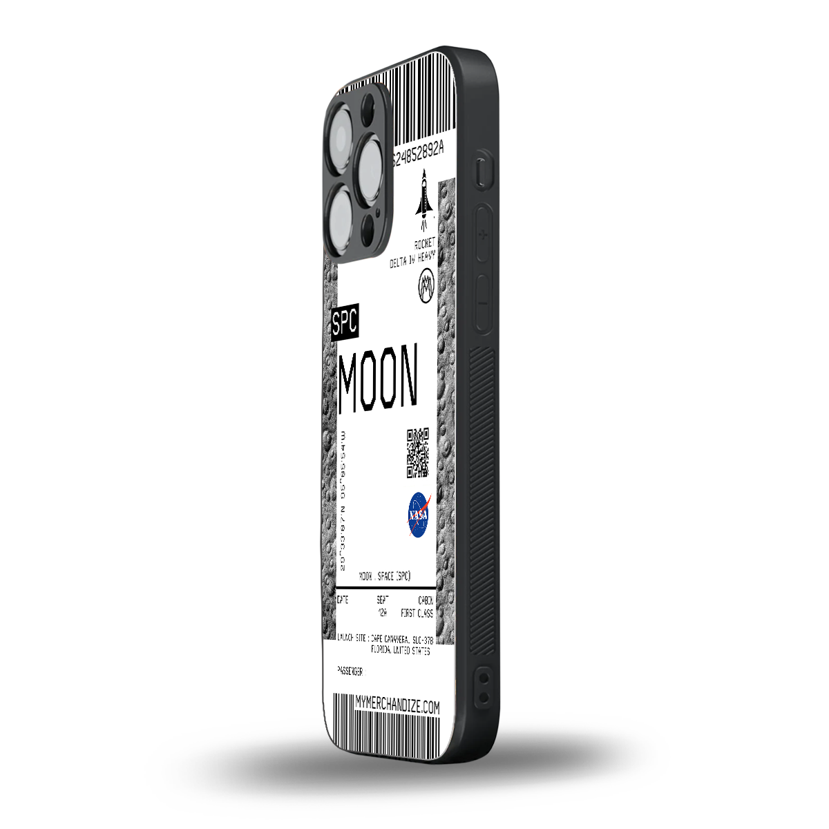 moon boarding pass ticket back phone cover | glass case for iphone 16 pro max