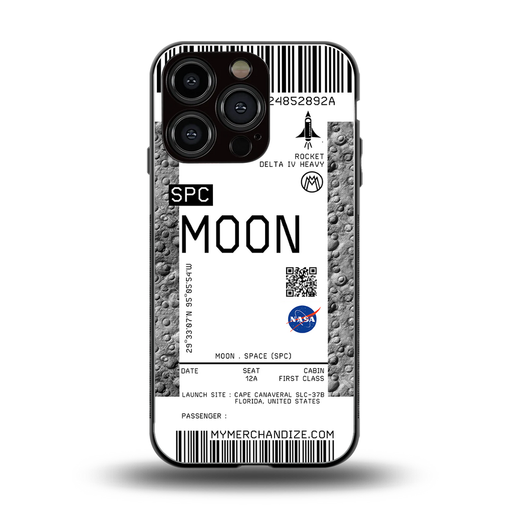 moon boarding pass ticket back phone cover | glass case for iphone 16 pro