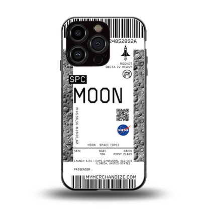 moon boarding pass ticket back phone cover | glass case for iphone 16 pro