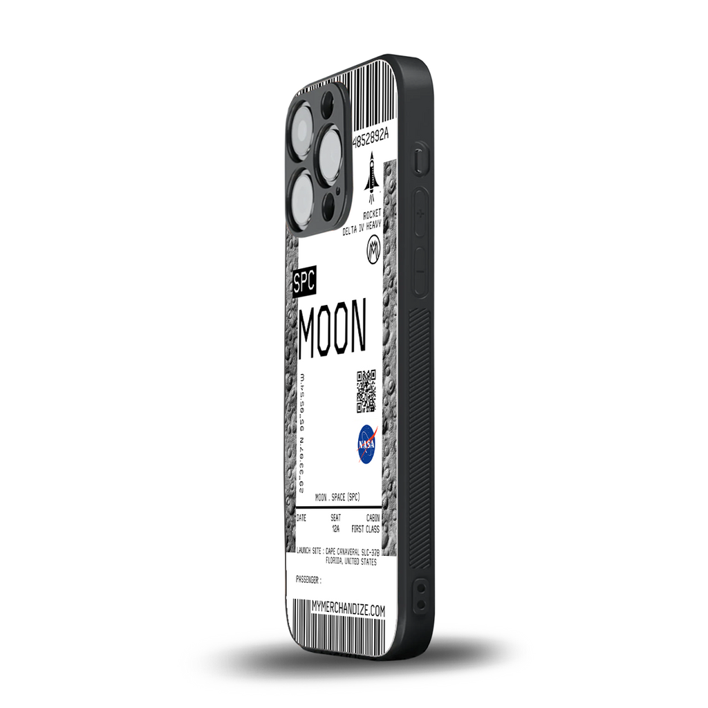 moon boarding pass ticket back phone cover | glass case for iphone 16 pro