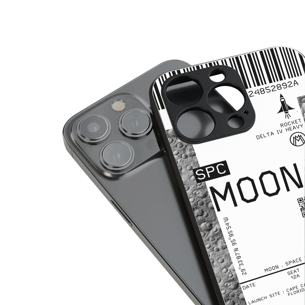 moon boarding pass ticket back phone cover | glass case for iphone 16 pro