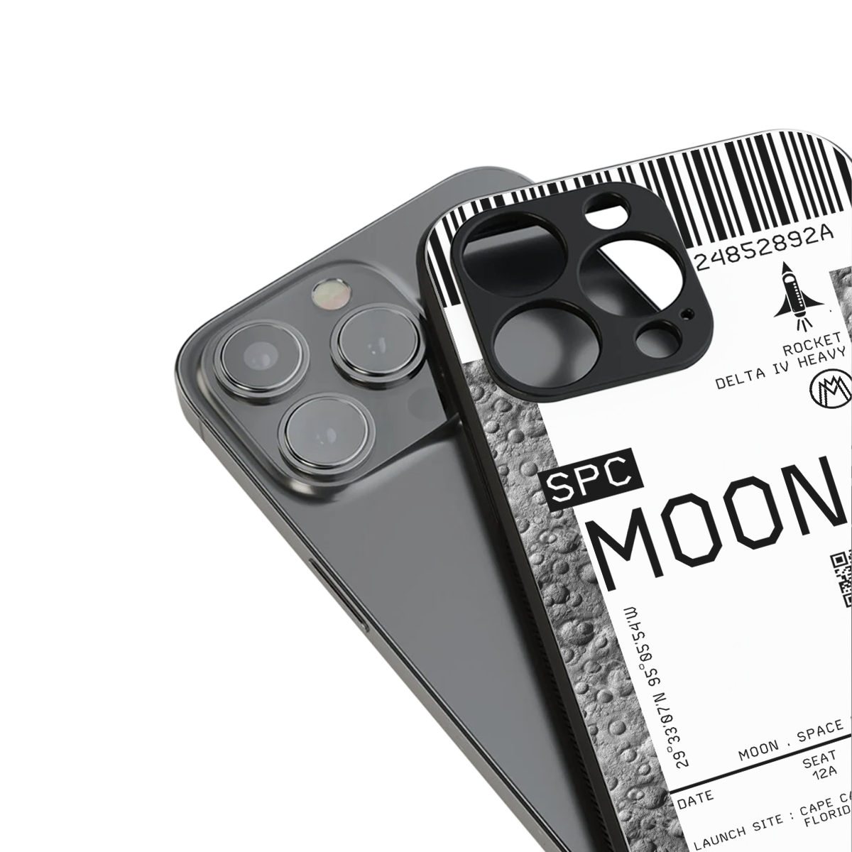 moon boarding pass ticket back phone cover | glass case for iphone 16 pro