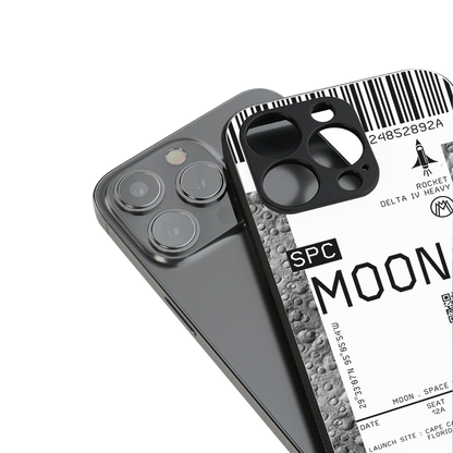 moon boarding pass ticket back phone cover | glass case for iphone 16 pro