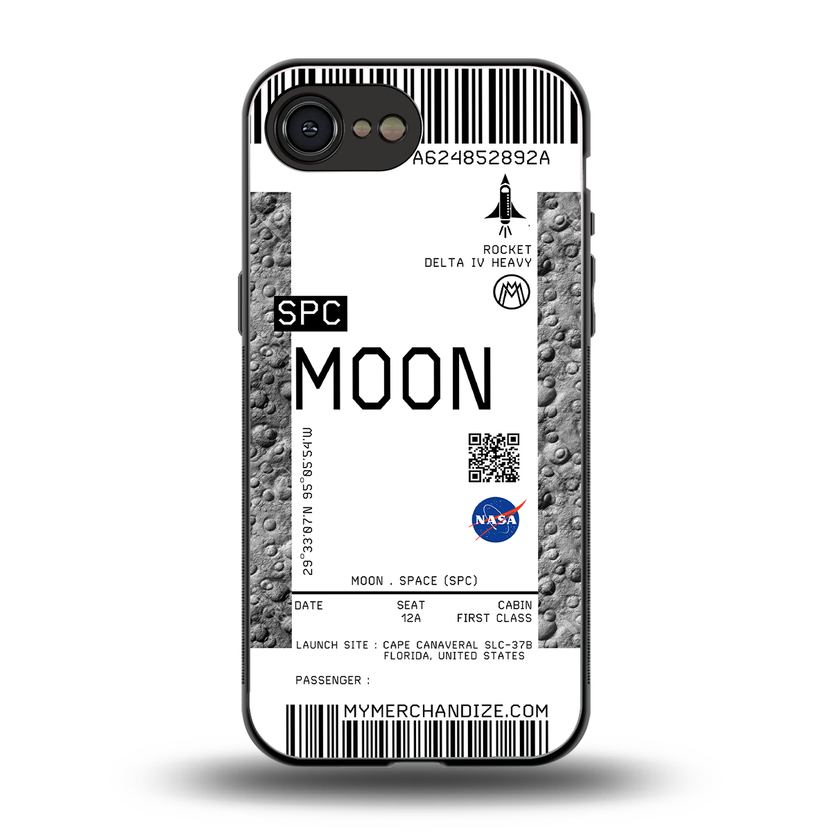 moon boarding pass ticket back phone cover | glass case for iphone 16e
