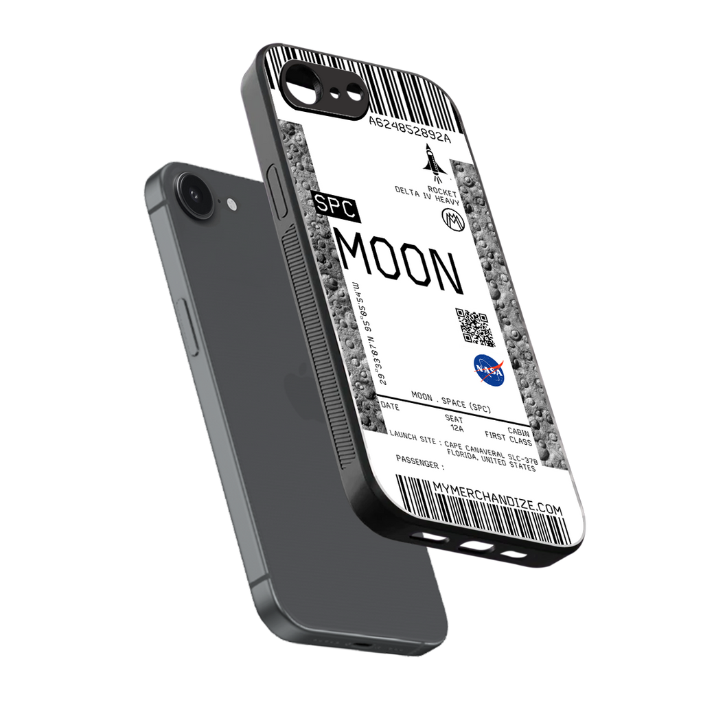 moon boarding pass ticket back phone cover | glass case for iphone 16e