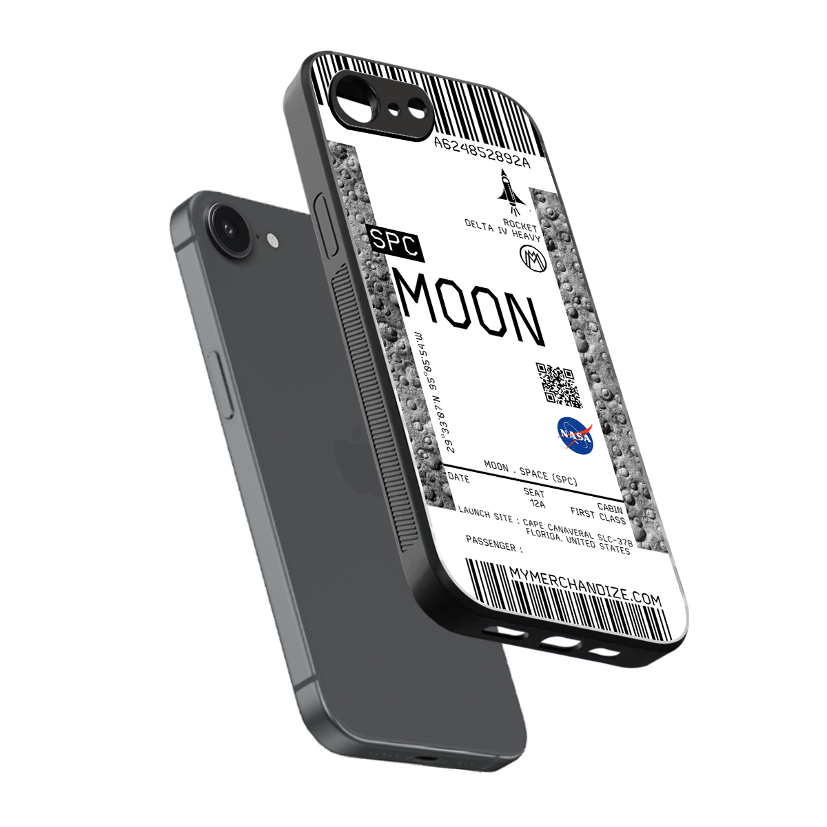 moon boarding pass ticket back phone cover | glass case for iphone 16e