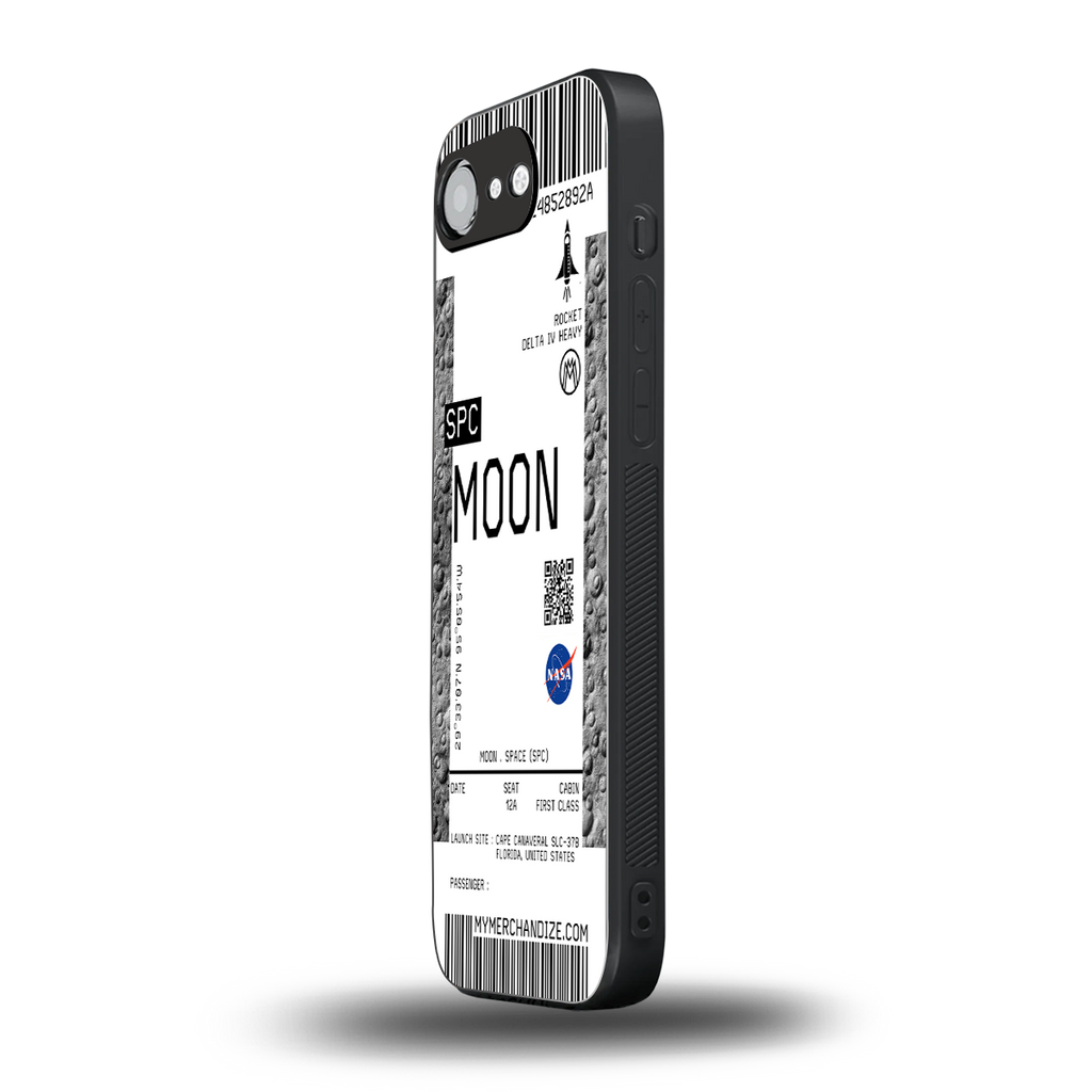 moon boarding pass ticket back phone cover | glass case for iphone 16e