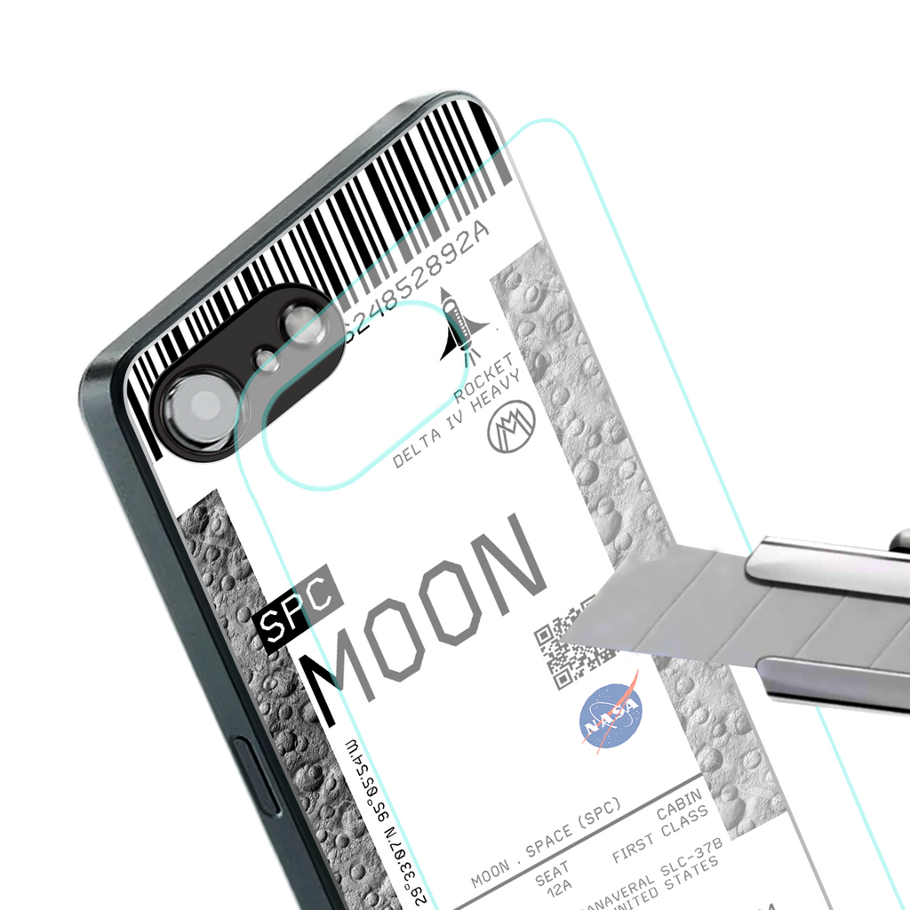 moon boarding pass ticket back phone cover | glass case for iphone 16e