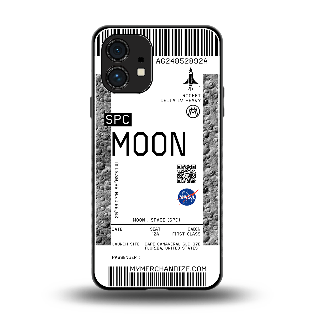moon boarding pass ticket back phone cover | glass case for nothing phone 1
