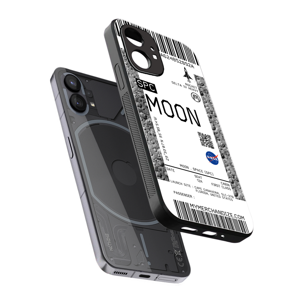 moon boarding pass ticket back phone cover | glass case for nothing phone 1