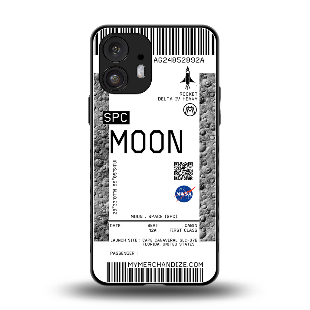 moon boarding pass ticket back phone cover | glass case for nothing phone 2