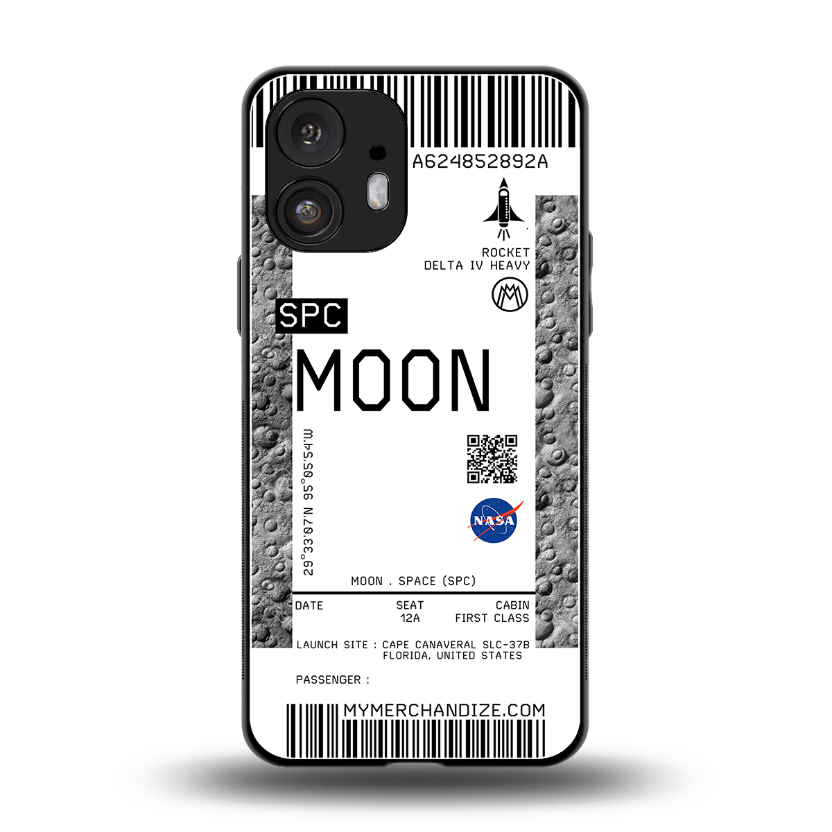 moon boarding pass ticket back phone cover | glass case for nothing phone 2
