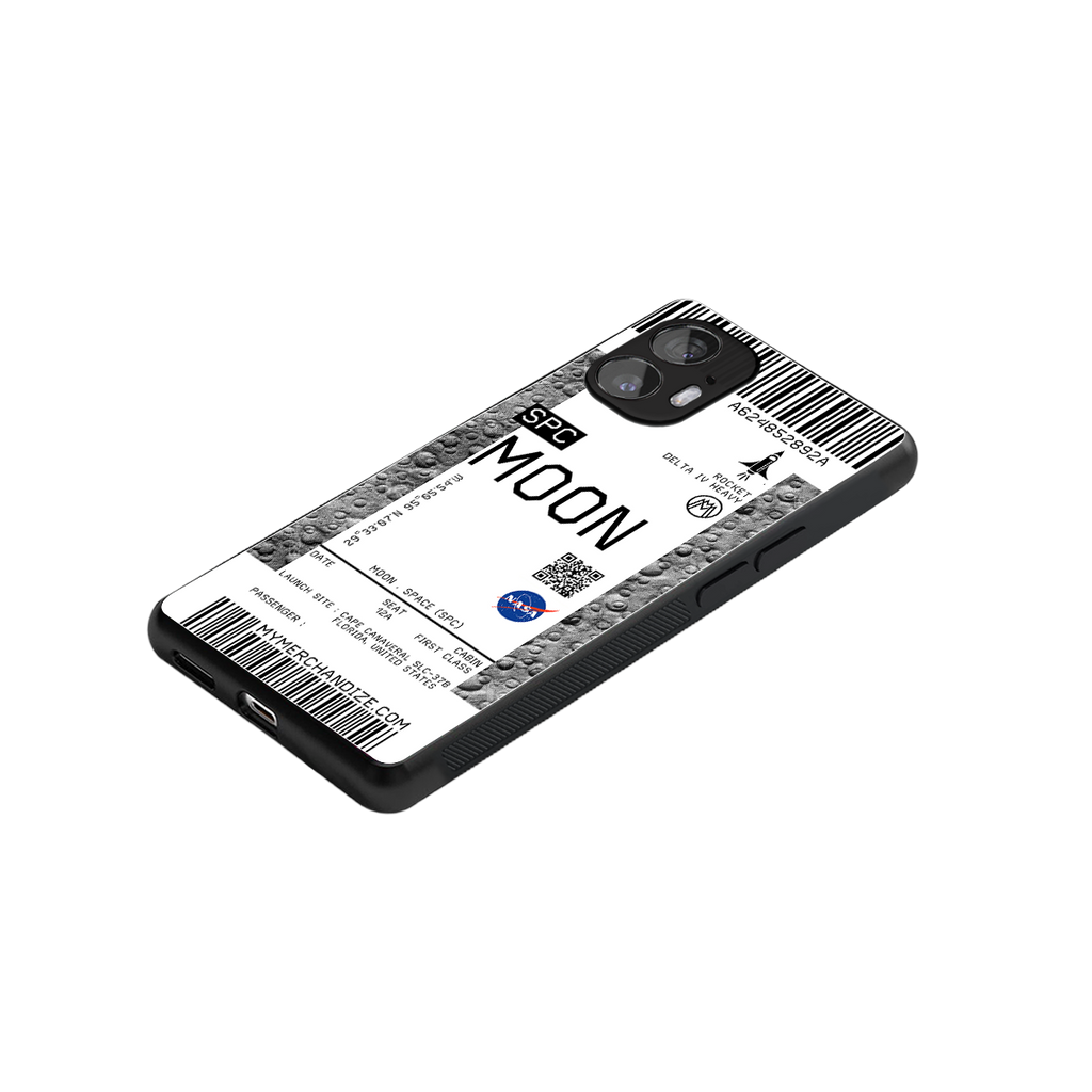 moon boarding pass ticket back phone cover | glass case for nothing phone 2