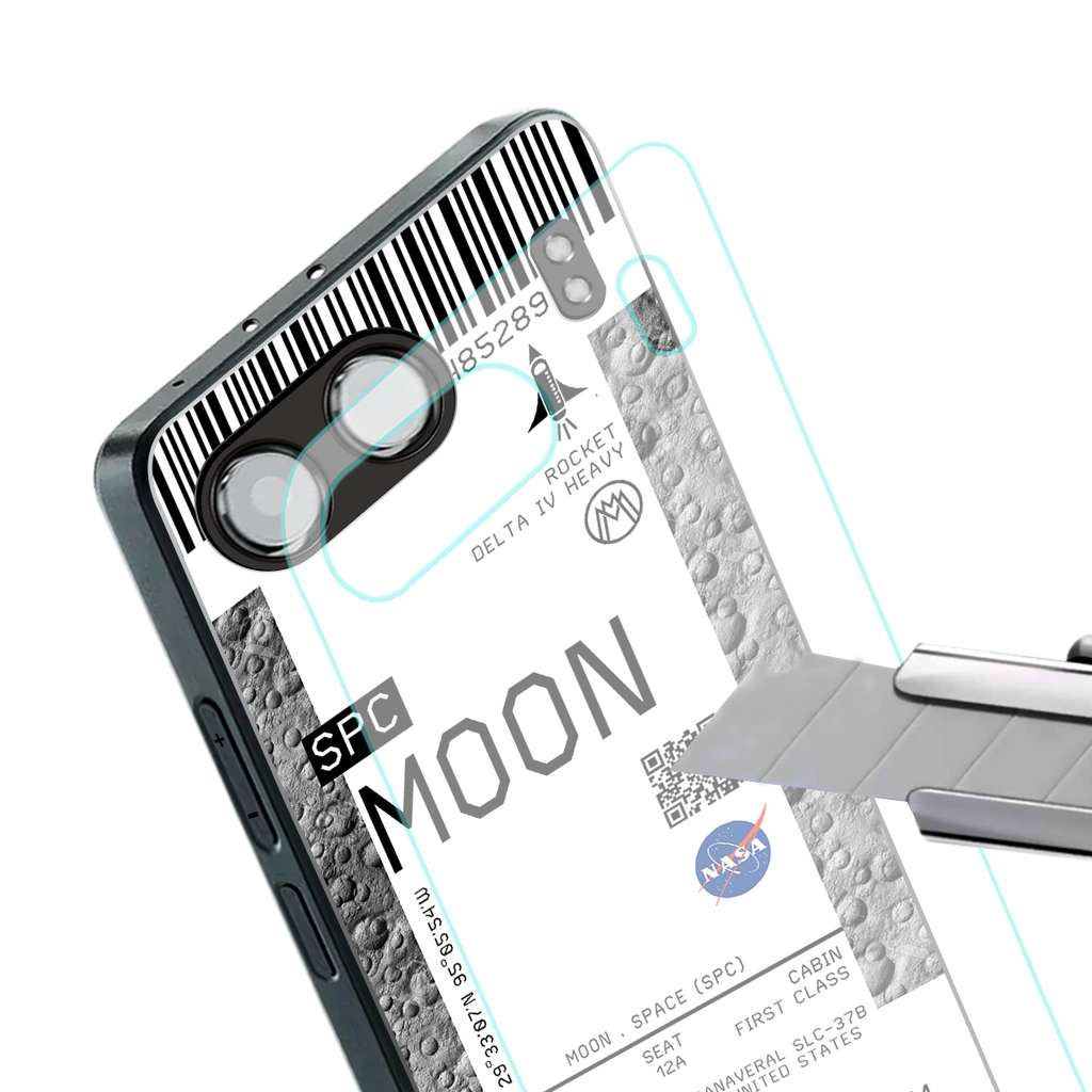 moon boarding pass ticket back phone cover | glass case for oneplus nord 4