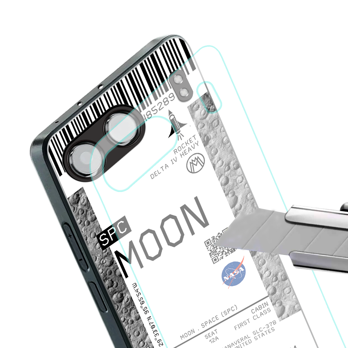 moon boarding pass ticket back phone cover | glass case for oneplus nord 4