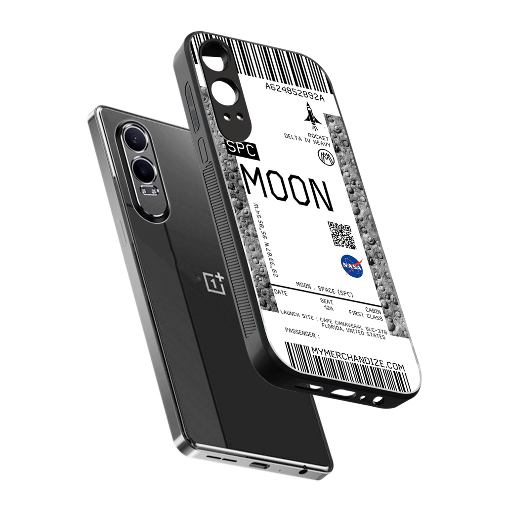 moon boarding pass ticket back phone cover | glass case for oneplus nord ce 4 lite