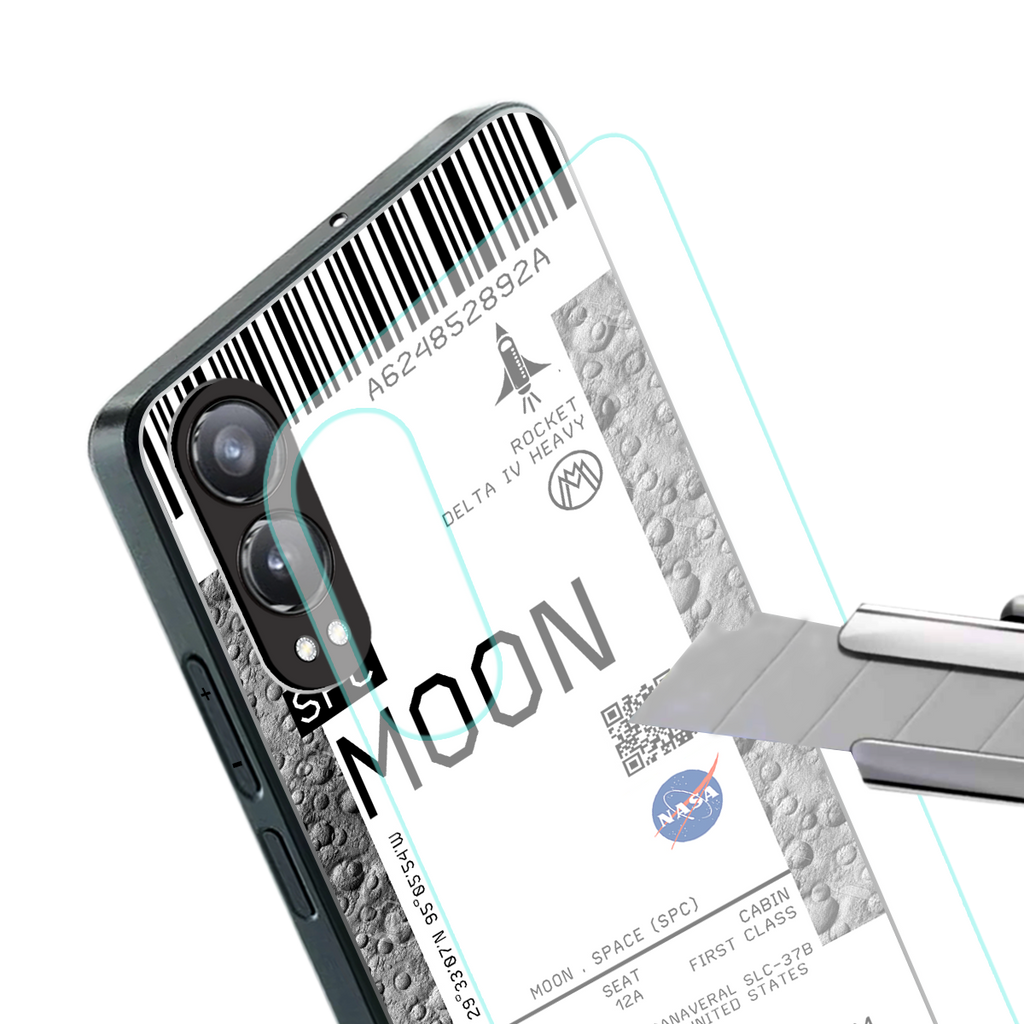 moon boarding pass ticket back phone cover | glass case for oneplus nord ce 4 lite