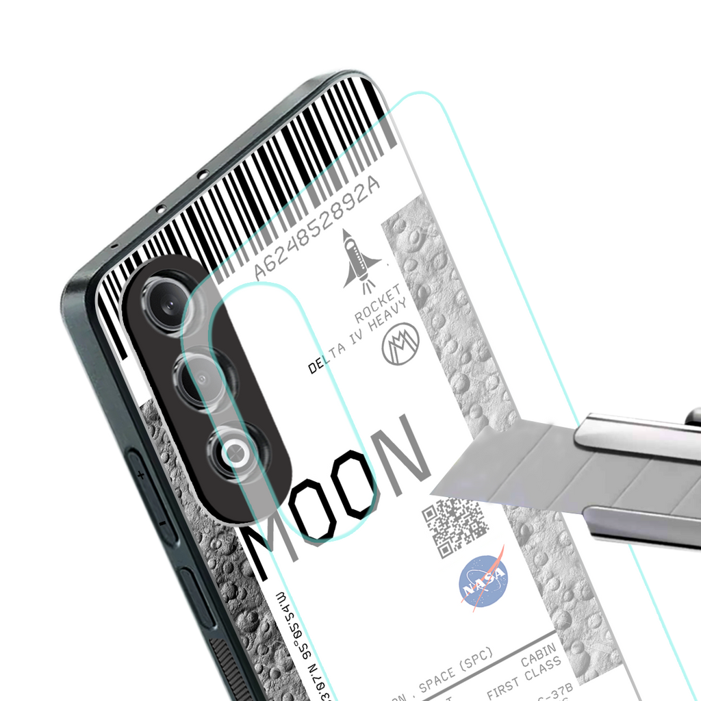 moon boarding pass ticket back phone cover | glass case for oneplus nord ce 4
