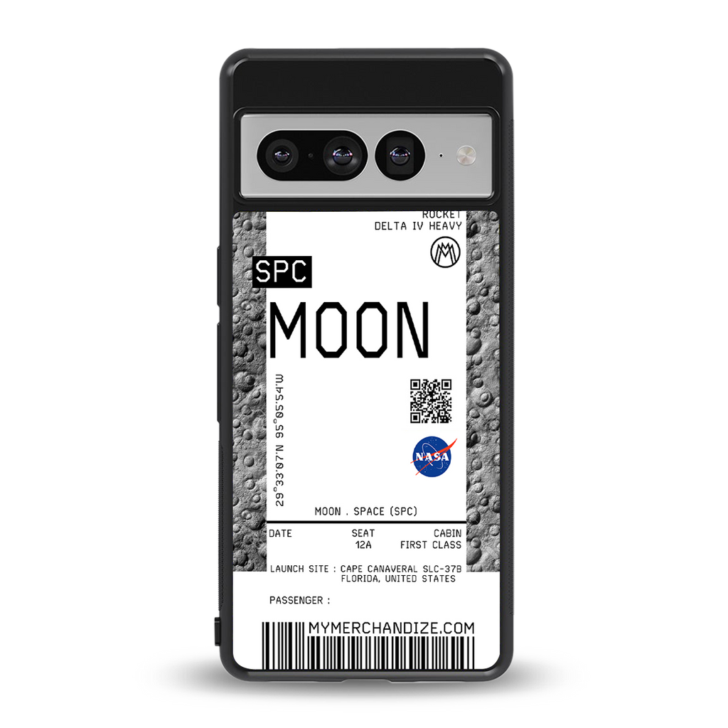 moon boarding pass ticket back phone cover | glass case for google pixel 7 pro