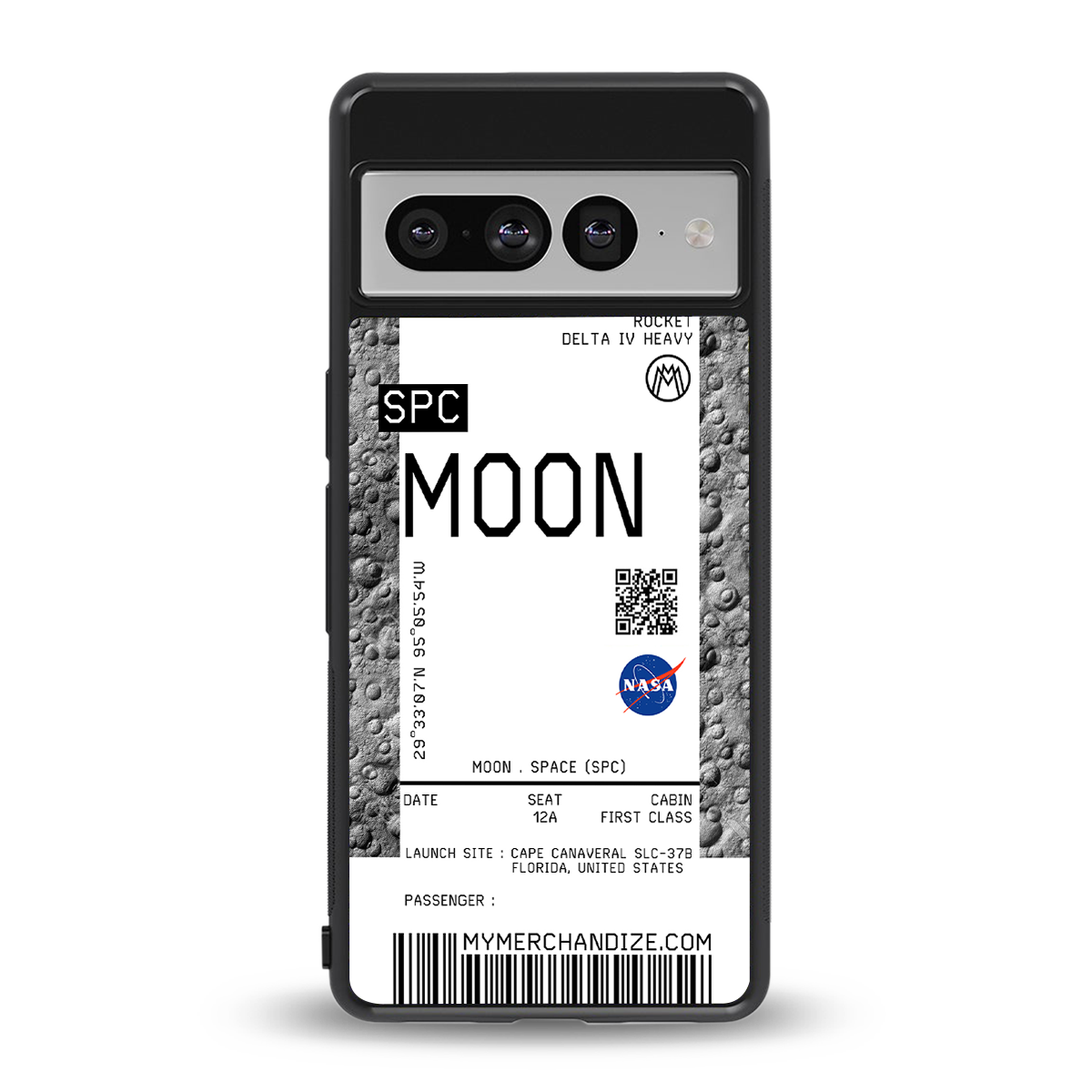 moon boarding pass ticket back phone cover | glass case for google pixel 7 pro