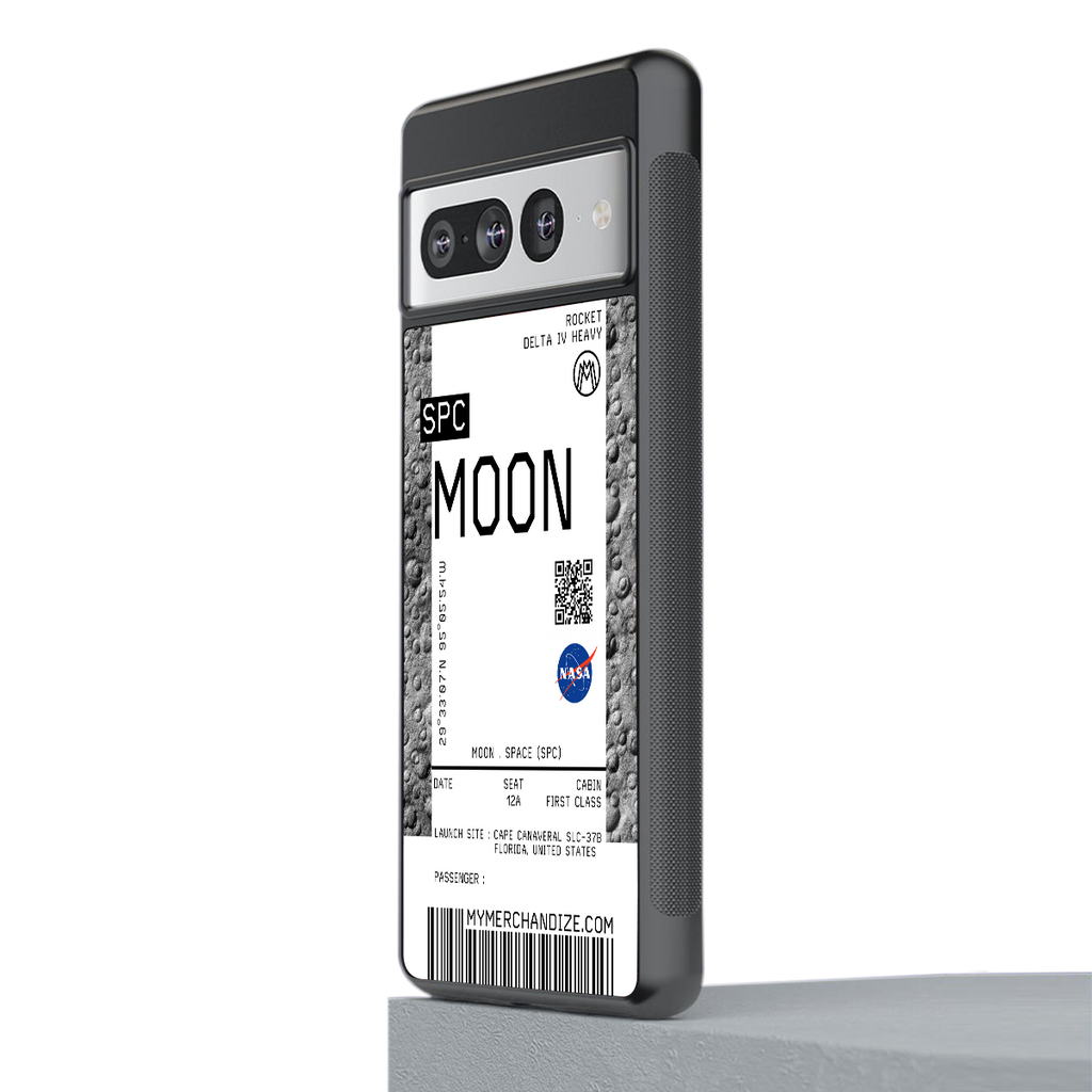moon boarding pass ticket back phone cover | glass case for google pixel 7 pro