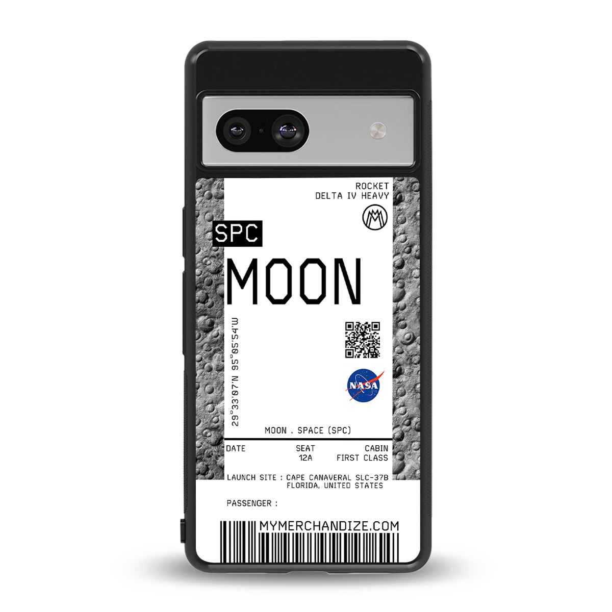 moon boarding pass ticket back phone cover | glass case for Google Pixel 7A