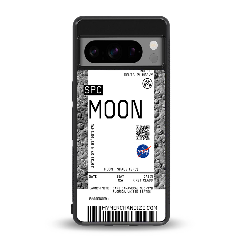 moon boarding pass ticket back phone cover | glass case for google pixel 8 pro